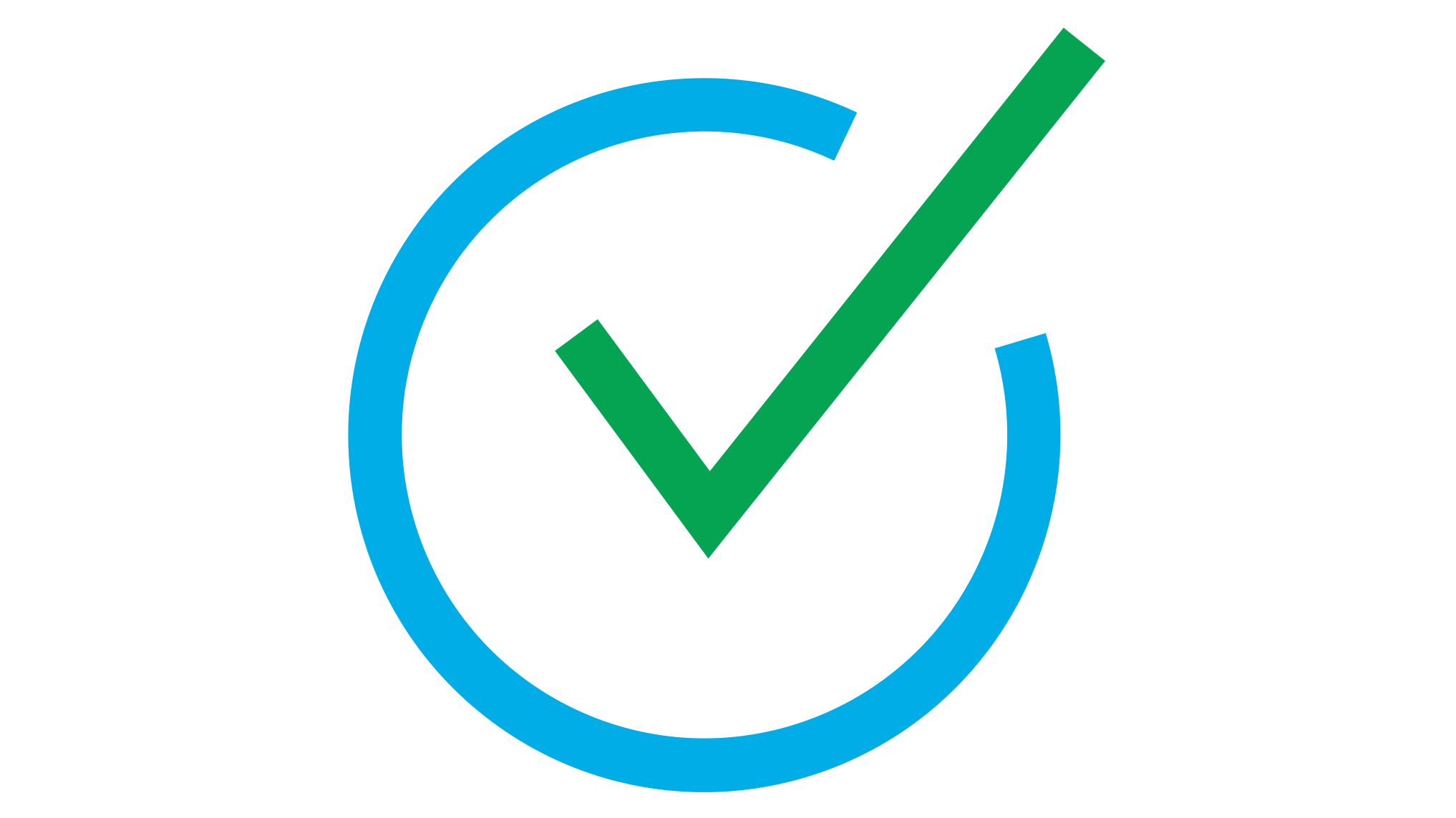 Green checkmark inside a blue circle