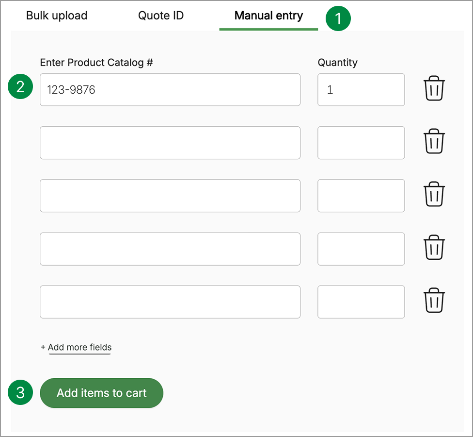 form graphic showing numbered steps on how to place an order.