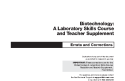 Cover of Biotechnology: A Laboratory Skills Course, First Edition, Errata and Corrections, Ver A