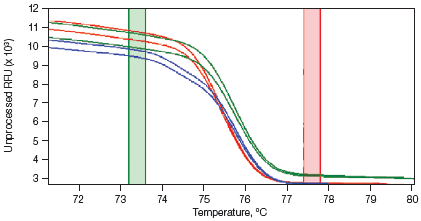 PCR product melt curve plot for high resolution melting